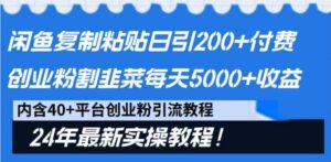 （9054期）闲鱼复制粘贴日引200+付费创业粉，割韭菜日稳定5000+收益，24年最新教程！-财仔梦想资源网