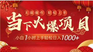当下火爆项目，操作简单，小白仅需1小时轻松上手日入1000+-财仔梦想资源网