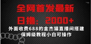 全网首发最新，日撸2000+，外面收费688的金杰猫直播间搭建，保姆级教程小白可操作-财仔梦想资源网