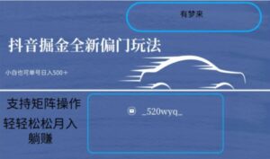 全新抖音倔金项目5.0，小白在家即可轻松操作，单号日入500+支持矩阵操作-财仔梦想资源网