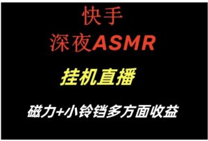 快手深夜ASMR挂机直播磁力+小铃铛多方面收益-财仔梦想资源网