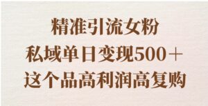 精准引流女粉，私域单日变现500＋，高利润高复购，保姆级实操教程分享-财仔梦想资源网