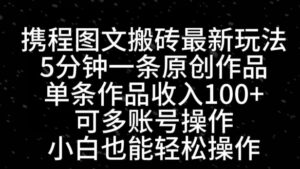 携程图文搬砖最新玩法，5分钟一条原创作品，单条作品收入100+-财仔梦想资源网