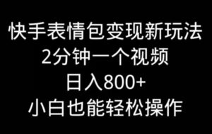 快手表情包变现新玩法，2分钟一个视频，日入800+，小白也能做-财仔梦想资源网