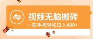 视频无脑搬砖，一部手机轻松日入400+-财仔梦想资源网