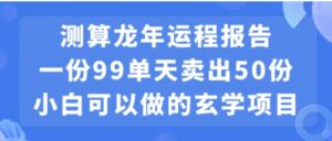 小白可做的玄学项目，出售”龙年运程报告”一份99元单日卖出100份利润9900元，0成本投入【揭秘】-财仔梦想资源网