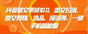 抖音图文带货10.0，图文拉流、图文剪辑，选品、接流等，一部手机就能做-财仔梦想资源网