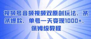 视频号音频视频双原创玩法，条条爆款，单号一天变现1000+，保姆级教程-财仔梦想资源网