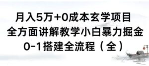 月入5万+0成本玄学项目，全方面讲解教学，0-1搭建全流程小白暴力掘金-财仔梦想资源网