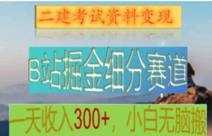 B站掘金细分赛道，二建考试资料变现，一天收入300+，操作简单，纯小白也能轻松上手-财仔梦想资源网