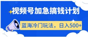 视频号加急搞钱计划，蓝海冷门玩法，日入500+【揭秘】-财仔梦想资源网