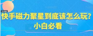 快手磁力聚星到底该怎么玩？小白必看-财仔梦想资源网