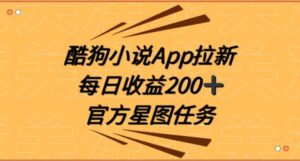 酷狗小说APP拉新，接抖音星图任务，保姆式教学每日收益200+【揭秘】-财仔梦想资源网