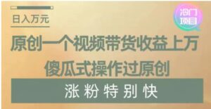 原创一个视频带货收益上万，傻瓜式操作过原创，几分钟做一个视频涨粉特别快【揭秘】-财仔梦想资源网