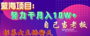 蓝海项目，努力干月入10W+，自己当老板，女主播招聘【揭秘】-财仔梦想资源网