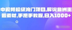 中视频超级冷门项目，解说非洲主题素材，手把手教程，日入1000+-财仔梦想资源网