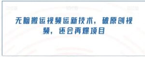 无脑搬运视频运新技术，破原创视频，还会再爆项目-财仔梦想资源网