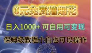 0元免费撸烟花日入1000+可自用可变现保姆级教程小白也可以操作【仅揭秘】-财仔梦想资源网