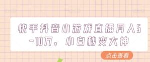 快手抖音小游戏直播月入5-10万，小白秒变大神-财仔梦想资源网