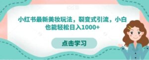 小红书最新美妆玩法，裂变式引流，小白也能轻松日入1000+-财仔梦想资源网
