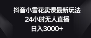 抖音小雪花卖课最新玩法，24小时无人直播，日入3000+-财仔梦想资源网