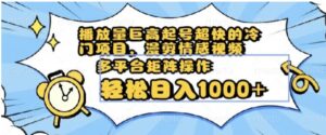 播放量巨高起号超快的冷门项目，漫剪情感视频，可多平台矩阵操作，轻松日入1000+【揭秘】-财仔梦想资源网