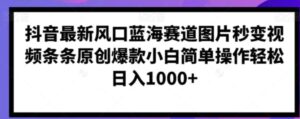 抖音最新风口蓝海赛道图片秒变视频条条原创爆款小白简单操作轻松日入1000+-财仔梦想资源网