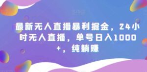 最新无人直播暴利掘金，24小时无人直播，单号日入1000+，纯躺赚-财仔梦想资源网