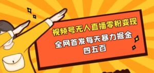 微信视频号无人直播零粉变现，全网首发每天暴力掘金四五百-财仔梦想资源网