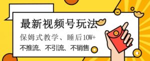 最新视频号玩法，不销售、不引流、不推广，躺着月入1W+，保姆式教学，小白轻松上手【揭秘】-财仔梦想资源网