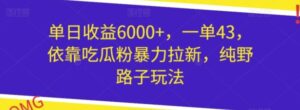 单日收益6000+，一单43，依靠吃瓜粉暴力拉新，纯野路子玩法-财仔梦想资源网