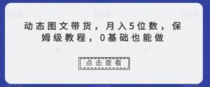 动态图文带货，月入5位数，保姆级教程，0基础也能做【揭秘】-财仔梦想资源网