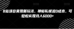B站项目变现新玩法，神贴私域流0成本，可轻松实现月入6000+【揭秘】-财仔梦想资源网