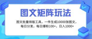 图文批量排版工具，矩阵玩法，一键生成10000张图，每日分发多个账号-财仔梦想资源网