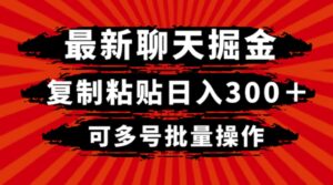 最新聊天掘金，复制粘贴日入300＋，可多号批量操作-财仔梦想资源网