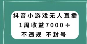 抖音小游戏无人直播，不违规不封号1周收益7000+，官方流量扶持【揭秘】-财仔梦想资源网