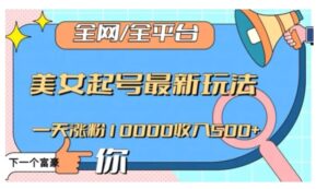 全网，全平台，美女起号最新玩法一天涨粉10000收入500+【揭秘】-财仔梦想资源网