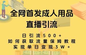 最新全网独创首发，成人用品直播引流获客暴力玩法，单日变现3w保姆级教程-财仔梦想资源网