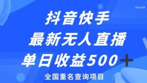 抖音快手最新无人直播变现，全国重名查询项目，日赚500+-财仔梦想资源网