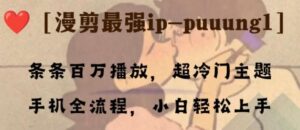 条条百万播放，漫剪最强冷门ip-puuung1，手机全流程，小白轻松学会！-财仔梦想资源网