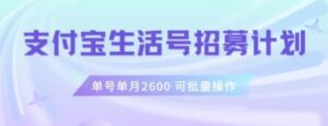 支付宝生活号作者招募计划，单号单月2600，可批量去做，工作室一人一个月轻松1w+【揭秘】-财仔梦想资源网