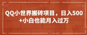 QQ小世界搬砖项目，日入500+小白也能月入过万【揭秘】-财仔梦想资源网