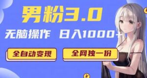 男粉3.0项目，轻松日入1000+！全自动获客渠道，当天见效-财仔梦想资源网