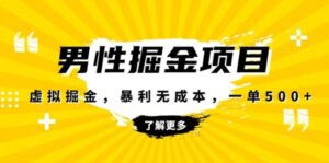 暴利虚拟掘金，男杏健康赛道，成本高客单，单月轻松破万-财仔梦想资源网