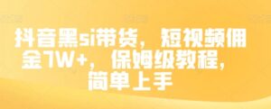 抖音黑si带货，短视频佣金7W+，保姆级教程，简单上手【揭秘】-财仔梦想资源网
