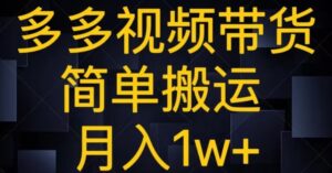 多多视频带货，简单搬运月入1w+-财仔梦想资源网