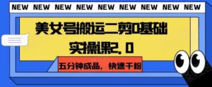 美女号搬运二剪0基础实操课2.0，五分钟成品，快速千粉-财仔梦想资源网