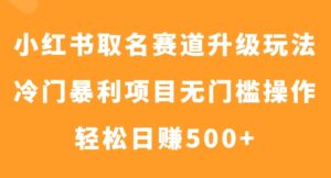小红书取名赛道升级玩法，冷门暴利项目无门槛操作，轻松日赚500+-财仔梦想资源网
