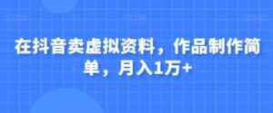 在抖音卖虚拟资料，作品制作简单，月入1万+-财仔梦想资源网