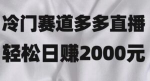 冷门赛道拼多多直播项目，简单念稿子，日收益2000＋-财仔梦想资源网